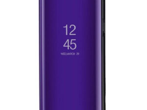 LG K52 / K62, Oldalra nyíló tok, hívás mutatóval, Smart View Cover, lila (utángyártott)