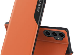 Huawei P20 Lite, Oldalra nyíló tok, stand, hívás mutatóval, Wooze FashionBook, sárga
