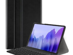 Samsung Galaxy Tab A7 Lite 8.7 SM-T220 / T225, Bluetooth billentyűzetes, mappa tok, billentyűzet világítás, mágneses rögzítés, Wooze Illuminated, fekete