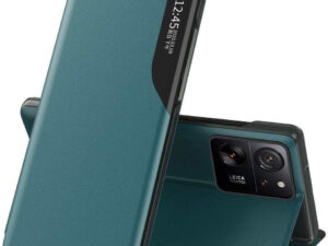 Samsung Galaxy A22 4G SM-A225F, Oldalra nyíló tok, stand, hívás mutatóval, Wooze FashionBook, zöld