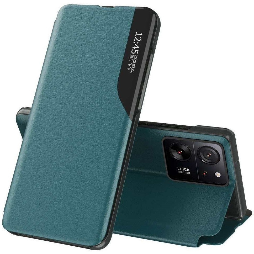 Samsung Galaxy A22 4G SM-A225F, Oldalra nyíló tok, stand, hívás mutatóval, Wooze FashionBook, zöld