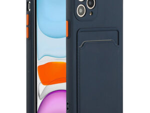 Huawei P40 Lite, Szilikon tok, kártyatartóval, Wooze Card Slot, sötétkék