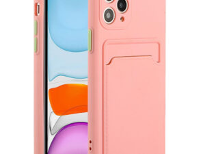 Samsung Galaxy S21 Ultra 5G SM-G998, Szilikon tok, kártyatartóval, Wooze Card Slot, rózsaszín