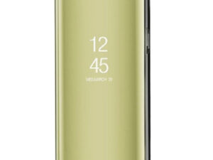 Apple iPhone 13 Pro Max, Oldalra nyíló tok, hívás mutatóval, Smart View Cover, arany (utángyártott)