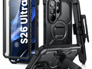 Supcase ArmorBox Samsung Galaxy S26 Ultra ütésálló tok, kijelző védelemmel, kitámasztóval, MagSafe, fekete