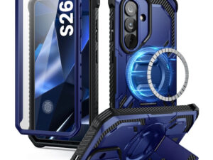 Supcase ArmorBox Samsung Galaxy S26 ütésálló tok, kijelző védelemmel, kitámasztóval, MagSafe, kék