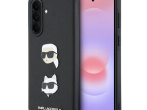Karl Lagerfeld Liquid Silicone Metal Karl and Choupette Samsung Galaxy A37 szilikon tok, fekete
