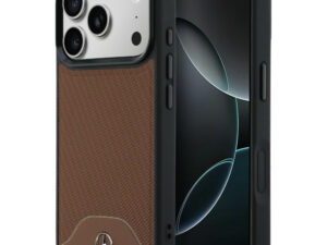 Mercedes Leather Wood Effect and Curve Apple iPhone 17 Pro MagSafe tok, barna