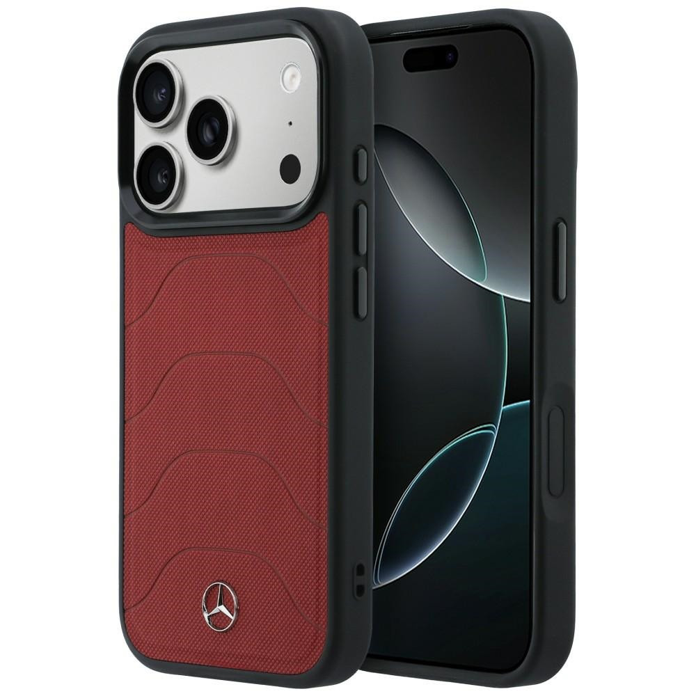 Mercedes Leather Mesh with Bow Line Apple iPhone 17 Pro MagSafe tok, piros