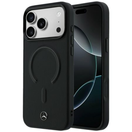 Mercedes Leather 3D Apple iPhone 17 Pro MagSafe tok, fekete