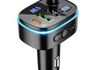 Hoco E62 bluetooth FM transmitter / autós töltő, 2xUSB-A-USB-C, PD, QC3.0, 20W, fekete
