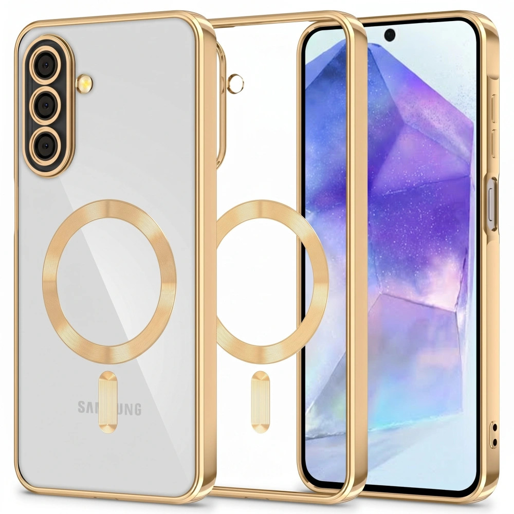 Tech-Protect MagFlex Samsung Galaxy A27 hátlap tok, MagSafe, átlátszó-arany (fényes)