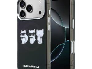 Karl Lagerfeld IML Choupette Trio Watercolor Apple iPhone 17 Pro Max mágneses tok, MagSafe, fekete-ezüst