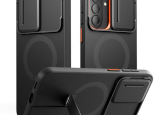Tech-Protect Kevlar Aura Samsung Galaxy A57 MagSafe tok kameravédelemmel, kitámasztóval, fekete-narancs