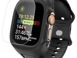 Spigen Liquid Air Pro Apple Watch Ultra 3 / 2 / 1 49mm tok / szíj, kijelzővédő felülettel, matt fekete