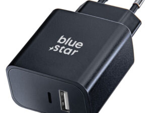 Bluestar TFB-TC-25WPD USB-C-USB-A hálózati töltő adapter, QC4.0, PD, 3A, 25W, fekete