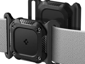 Spigen Tough Armor nyakörvre illeszthető Apple AirTag 1 / 2 nyomkövető tok, megerősített sarok, IPX8, fekete