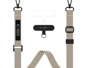 Tech-Protect C6S vállpánt / univerzális pánt telefonra rögzíthető, bézs / barna (crossbody pánt)