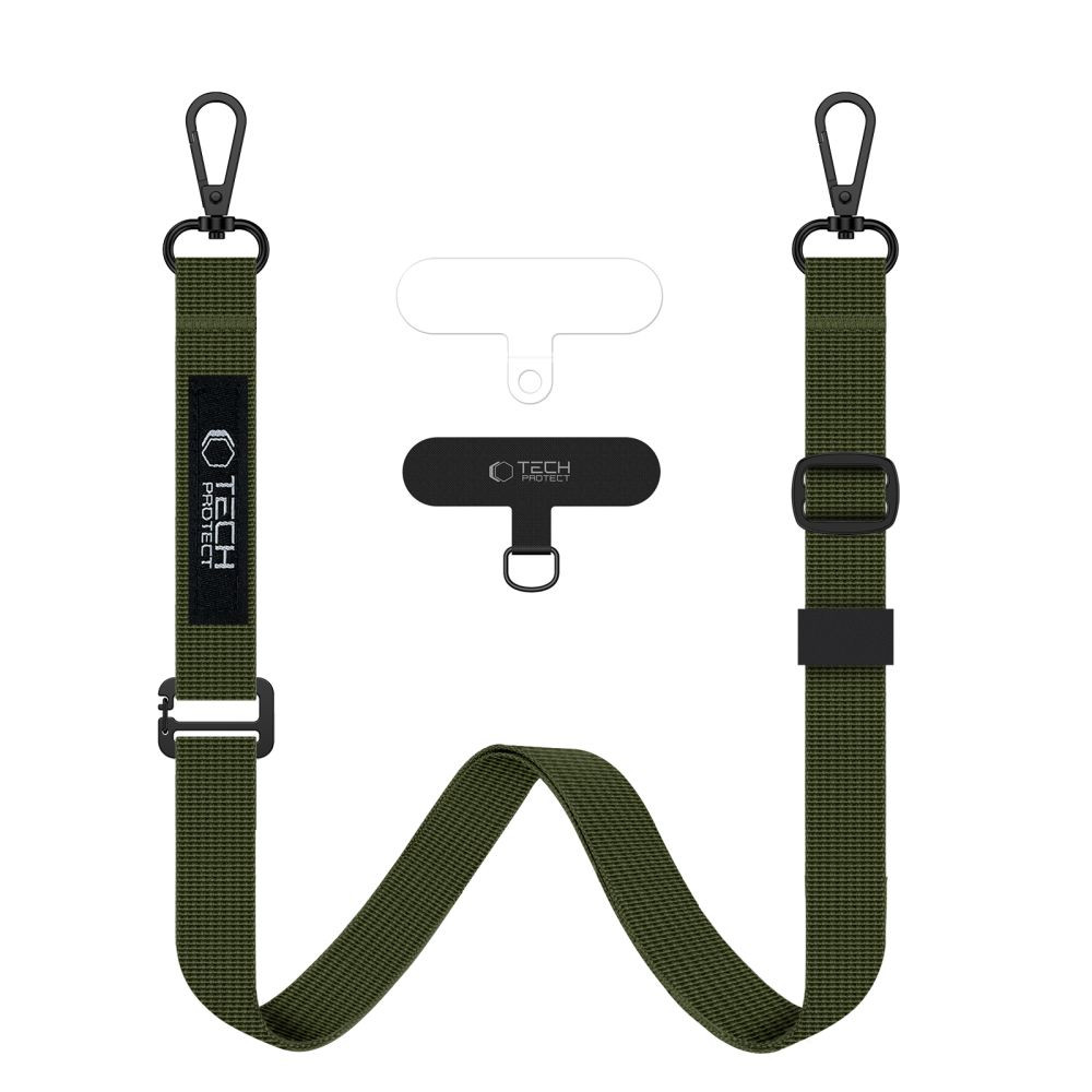 Tech-Protect C6S vállpánt / univerzális pánt telefonra rögzíthető, khaki / sötétzöld (crossbody pánt)