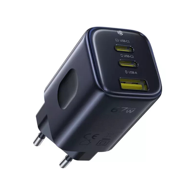 Baseus PicoGo 2xUSB-A-USB-C hálózati gyorstöltő adapter, 67W, 3.35A, fekete