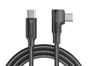 Forcell F-Energy USB-C-USB-C töltő-és adatkábel 90 fokos/derékszögű csatlakozó, QC4.0, PD 3A, 60W, 1,2m, fekete