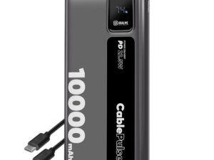 OBAL:ME CablePulse powerbank / külső akkumulátor beépített kábellel, digitális kijelzővel, 10000mAh, 22,5W, fekete