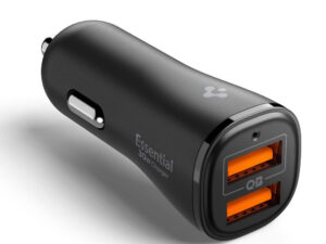Spigen Essential EV302 autós töltő, 2xUSB-A, 30W, fekete