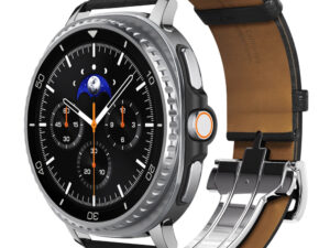 Spigen Enzo Samsung Galaxy Watch 8 / Watch 8 Classic (40/44/46mm) bőr szíj, fekete-barna