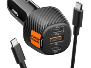 Spigen Essential EV1133 autós töltő, 2xUSB-C-USB-A, 113W, fekete
