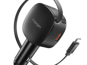 Spigen Essential EV603BT autós töltő, USB-C-USB-A, USB-C kábellel, 60W, fekete