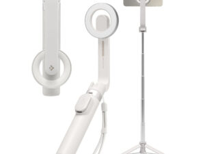 Spigen S571W Bluetooth mágneses Selfie-bot / selfie tripod, MagSafe, kompakt, töltő-és adatkábellel, bézs