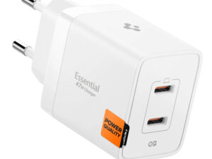 Spigen Essential EE472EU USB-C 2-portos hálózati töltő adapter, 47W, fehér