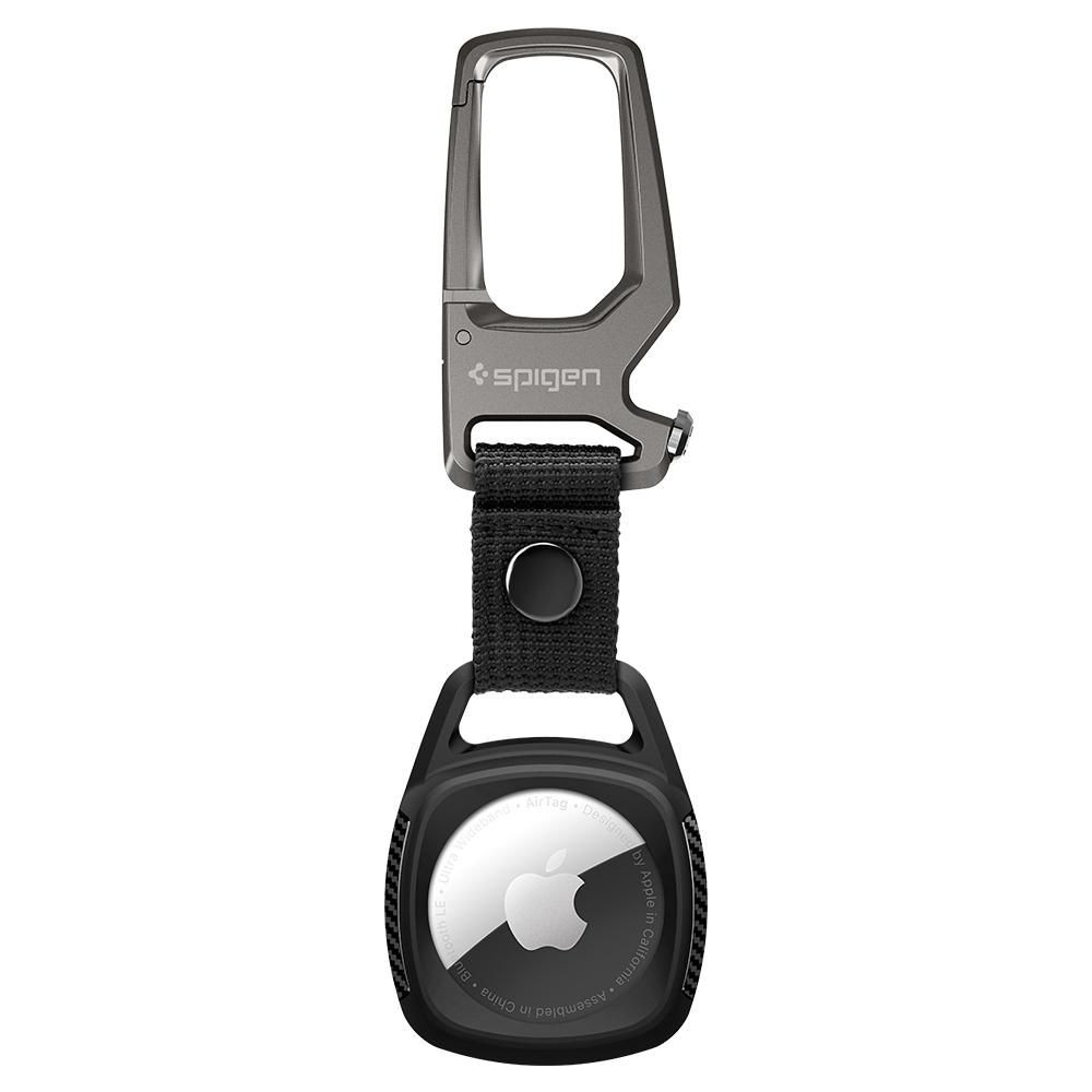 Spigen Rugged Armor Apple AirTag 1 / 2 tok karabinerrel, fekete