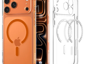 Spigen Ultra Hybrid MagFit Apple iPhone 17 Pro tok, MagSafe, Clear, átlátszó-narancs