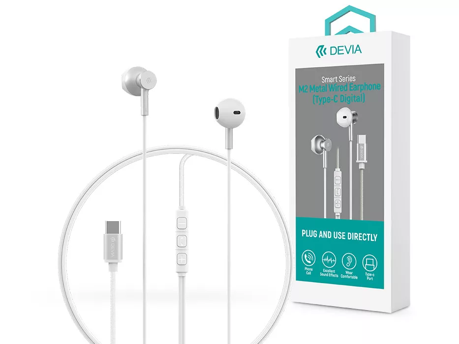 Devia Smart Series M2 Metal In-Ear sztereó fülhallgató - Type-C - ezüst
