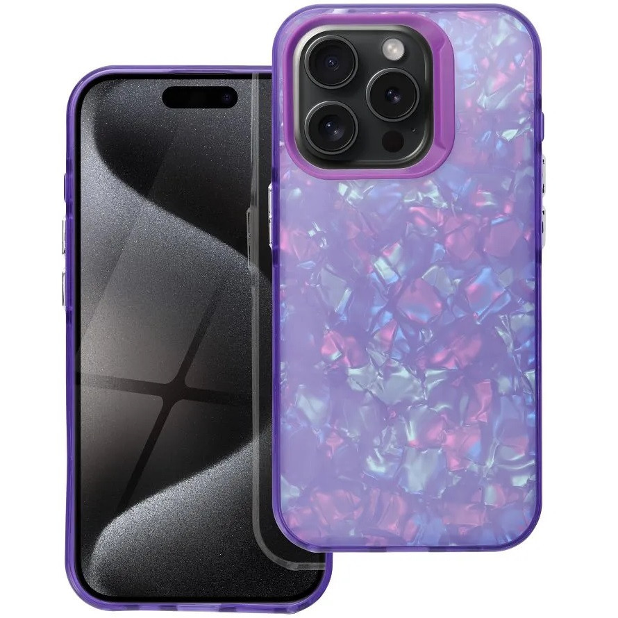 Apple iPhone 16e / 17e, Műanyag hátlap védőtok + szilikon keret, kristály minta, Tutti-Frutti Case, lila