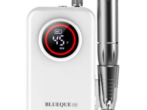 Elektromos körömcsiszoló gép, akkumulátoros, kijelzővel, hordozható, övcsipesszel, Blueque BQ-119, fehér