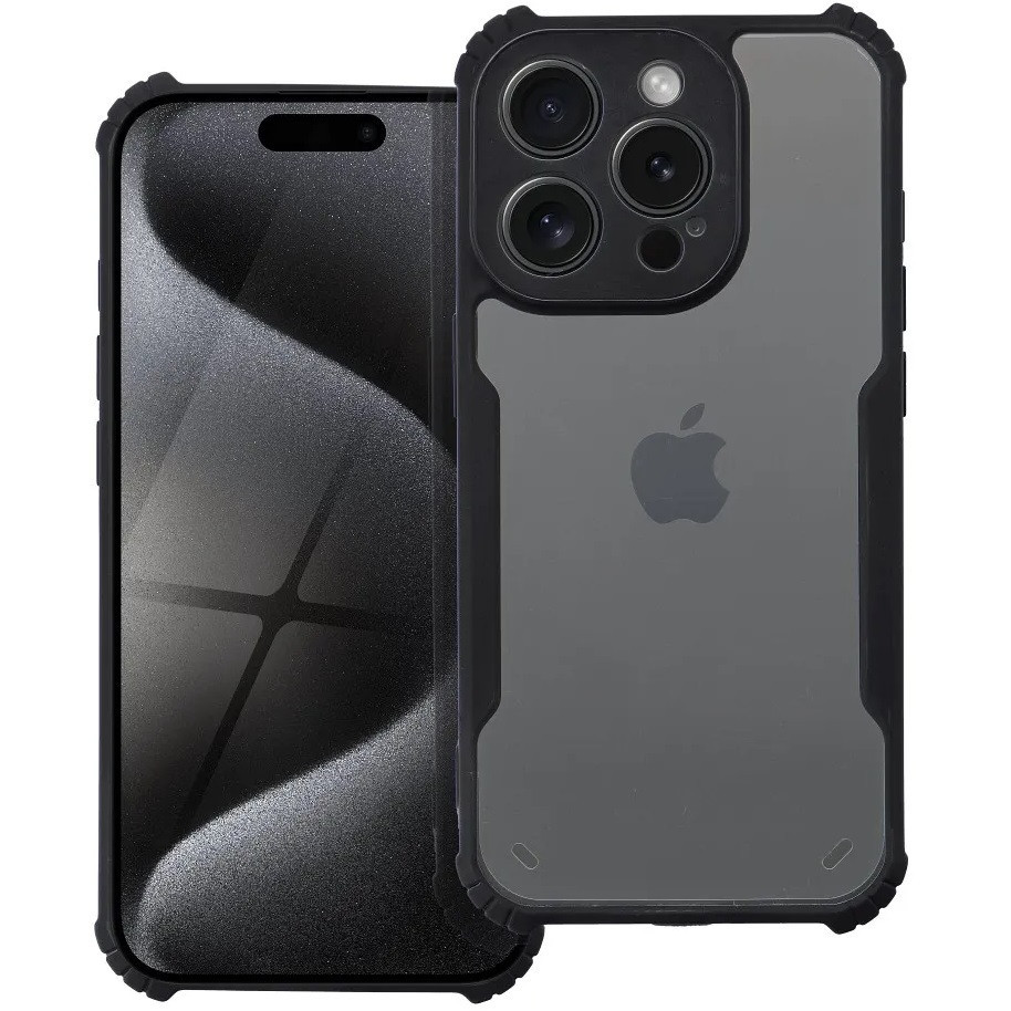Apple iPhone Air (2025), Szilikon tok, közepesen ütésálló, légpárnás sarok, akril hátlap, Anti-Drop Case, átlátszó/fekete