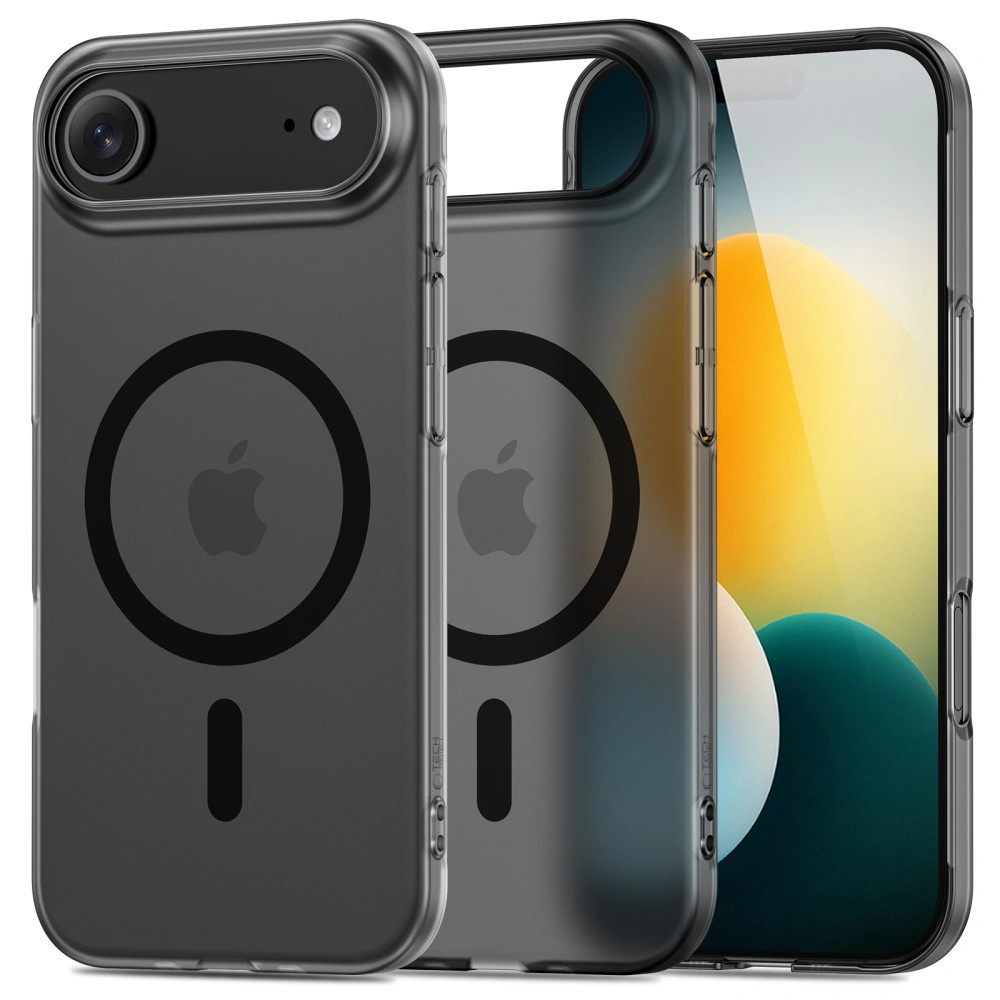 Apple iPhone Air (2025), Műanyag hátlap védőtok + szilikon keret, közepesen ütésálló, Magsafe töltővel kompatibilis, Magslim Magsafe, áttetsző/fekete