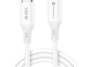 USB Type-C töltő- és adatkábel, USB Type-C, 100 cm, 5000 mA, 100W, törésgátlóval, gyorstöltés, PD, QC 4.0, Forcell F-Energy C347, fehér