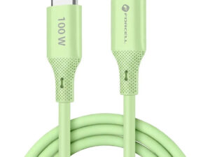 USB Type-C töltő- és adatkábel, USB Type-C, 100 cm, 5000 mA, 100W, törésgátlóval, gyorstöltés, PD, QC 4.0, Forcell F-Energy C347, zöld