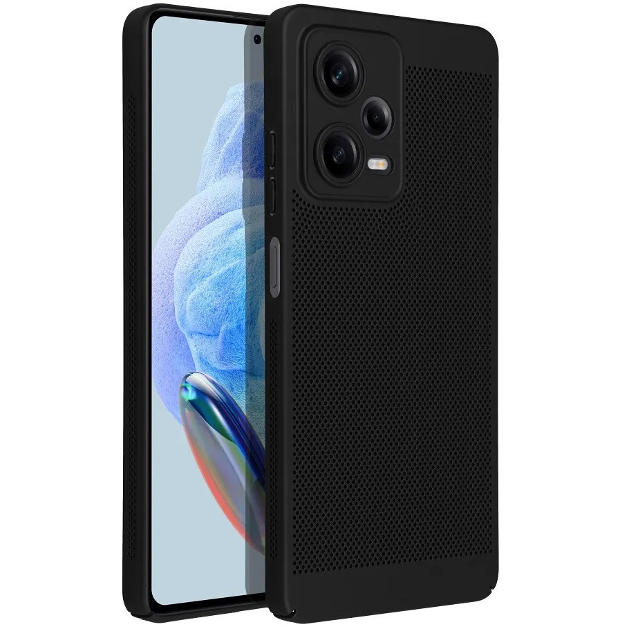 Samsung Galaxy S26 SM-S942, Műanyag hátlap védőtok, légáteresztő, lyukacsos minta, Breezy, fekete
