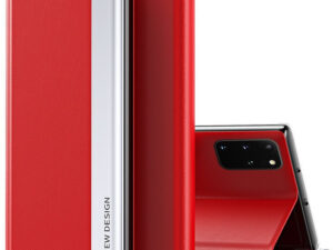 Xiaomi 14 Pro, Oldalra nyíló tok, stand, Wooze Silver Line, piros