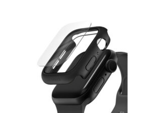 Uniq Nautic Apple Watch 44mm műanyag tok, kijelzővédő felülettel, fekete