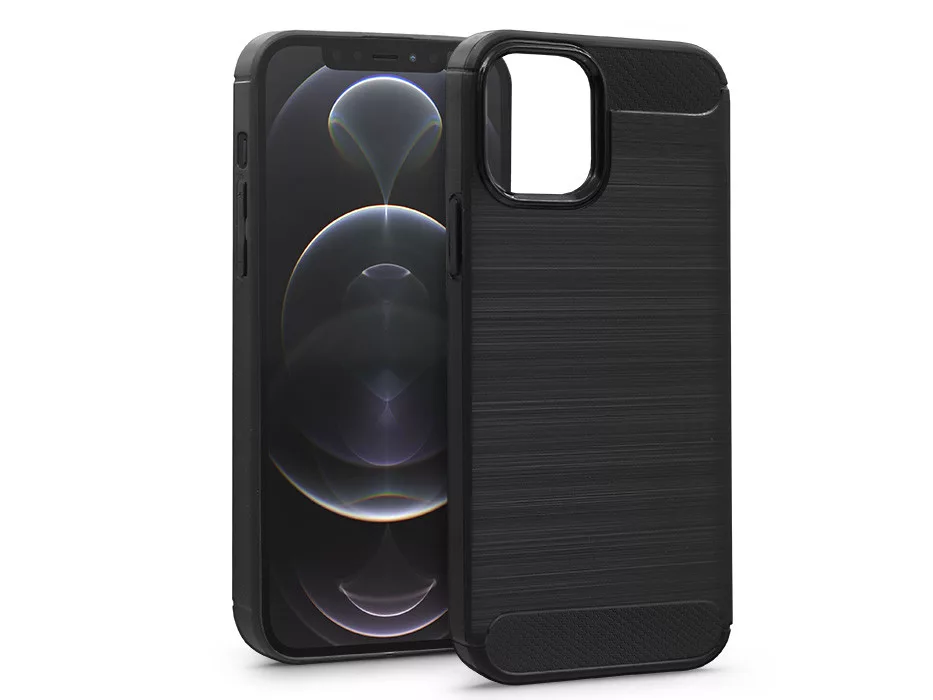 Haffner Carbon szilikon tok - Apple iPhone 12/12 Pro - fekete