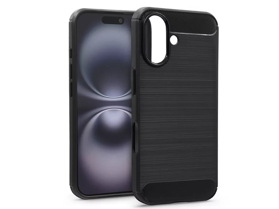 Haffner Carbon szilikon tok - Apple iPhone 16 - fekete
