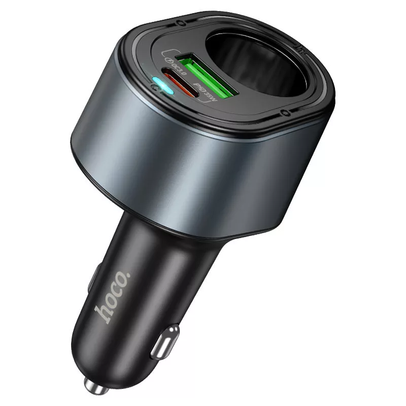 HOCO Z56 35W PD QC3.0 USB-C+ USB-A autós töltő adapter+ autós aljzattal - fekete - Image 2