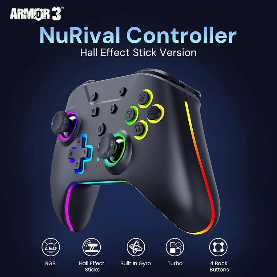 Armor3 NuRival Nintendo Switch Fekete vezeték nélküli Hall Effect Stick kontroller - Image 2