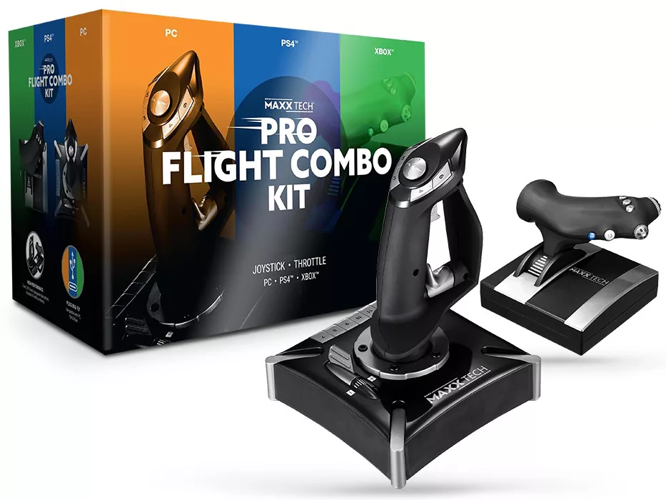 Maxx Tech Pro Flight PC/PS4/Xbox One&Series fekete botkormány és gázkar csomag