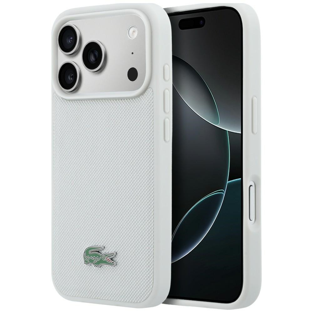 Lacoste Petit Pique Lacquer Logo Apple iPhone 17 Pro mágneses hátlap tok, MagSafe, fehér